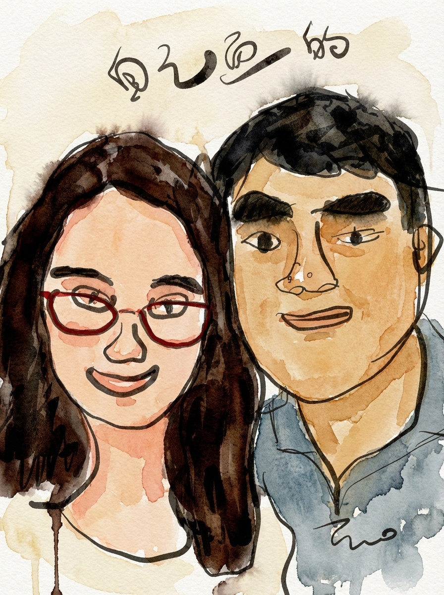 Drawing of me and my wife